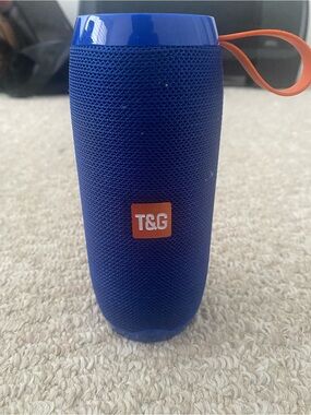 T&G Blue Portable Bluetooth Speaker with Orange Strap